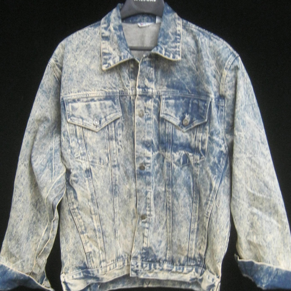 Vintage 80s AIRBRUSH Acid Wash Denim Jean Jacket - Picture 2 of 7